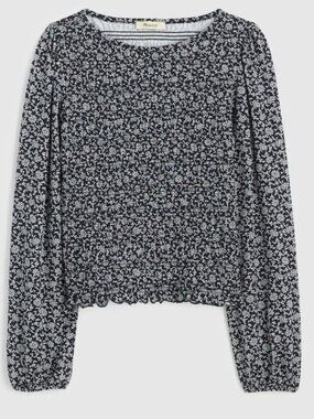 Madewell Smocked Boat Neck Top